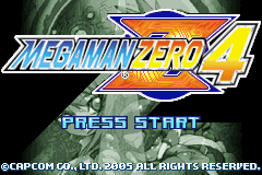 Mega Man Zero 4 title screen for GameBoy Advance